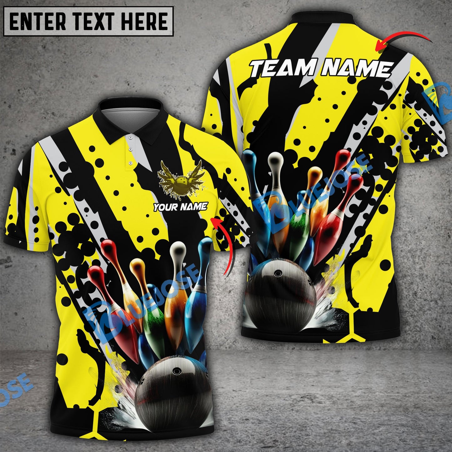 frenzideas Bowling And Pins Eagle Wings Customized Name 3D Shirt ( 6 Colors)