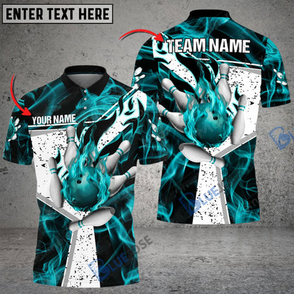Frenzideas Bowling And Pins Fire Destroys Darkness Customized Name 3D Shirt ( 5 Colors)