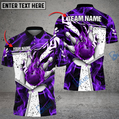 Frenzideas Bowling And Pins Fire Destroys Darkness Customized Name 3D Shirt ( 5 Colors)