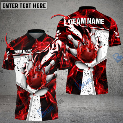 Frenzideas Bowling And Pins Fire Destroys Darkness Customized Name 3D Shirt ( 5 Colors)