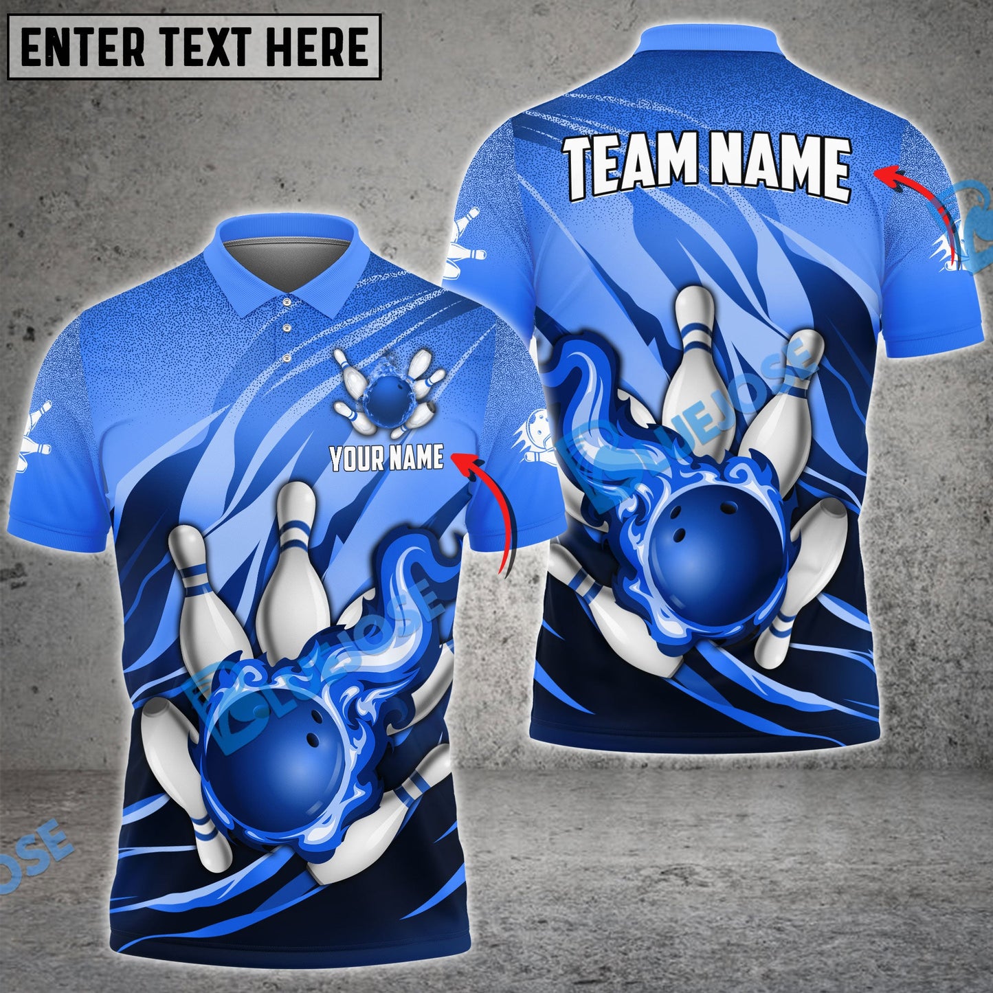 Frenzideas Bowling And Pins Fire Storm Customized Name 3D Shirt ( 6 Colors)