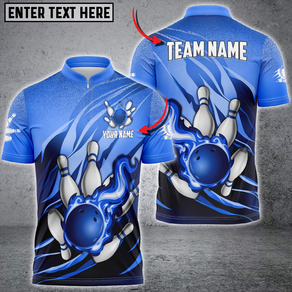 Frenzideas Bowling And Pins Fire Storm Customized Name 3D Shirt ( 6 Colors)