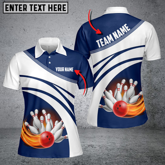 Frenzidea Navy Bowling Ball Premium Customized Name 3D Shirt For Women