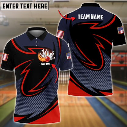 Frenzidea Multicolor Bowling Rhombus Pattern Premium Customized Name 3D Polo Shirt