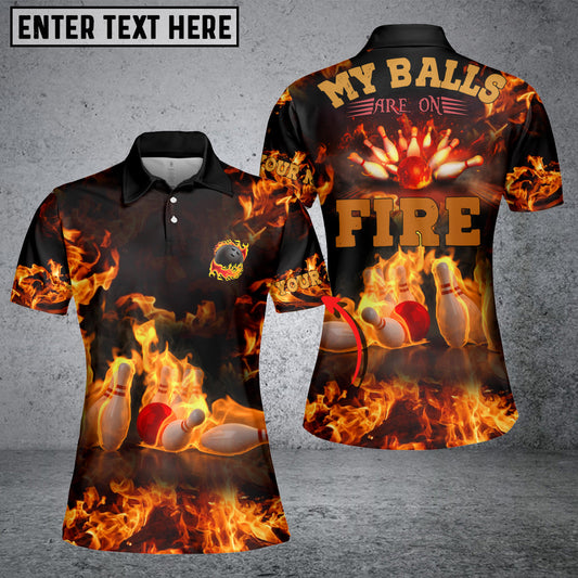 Frenzideas Flame Bowling My Balls Are On Fire Personalized All Over Printed Shirt For Women