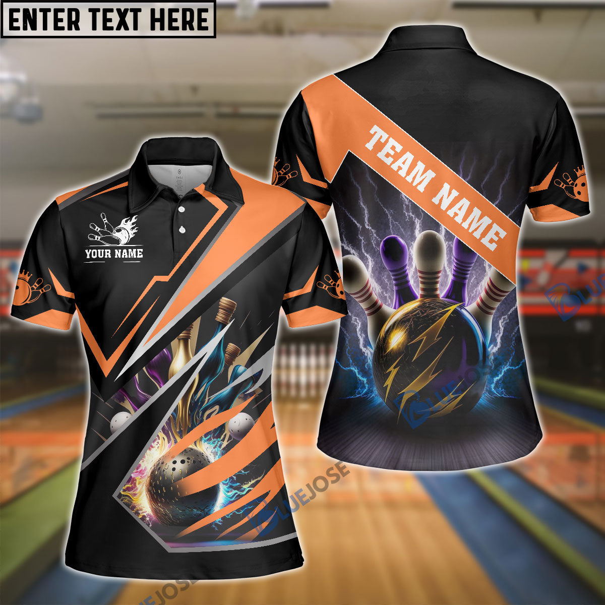 Frenzideas Bowling And Pins Premium Multicolor Customized Name 3D Shirt for Women (4 Colors)