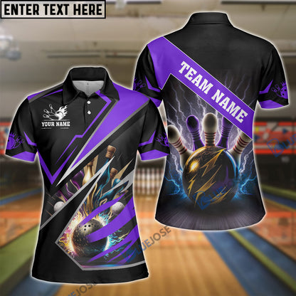 Frenzideas Bowling And Pins Premium Multicolor Customized Name 3D Shirt for Women (4 Colors)