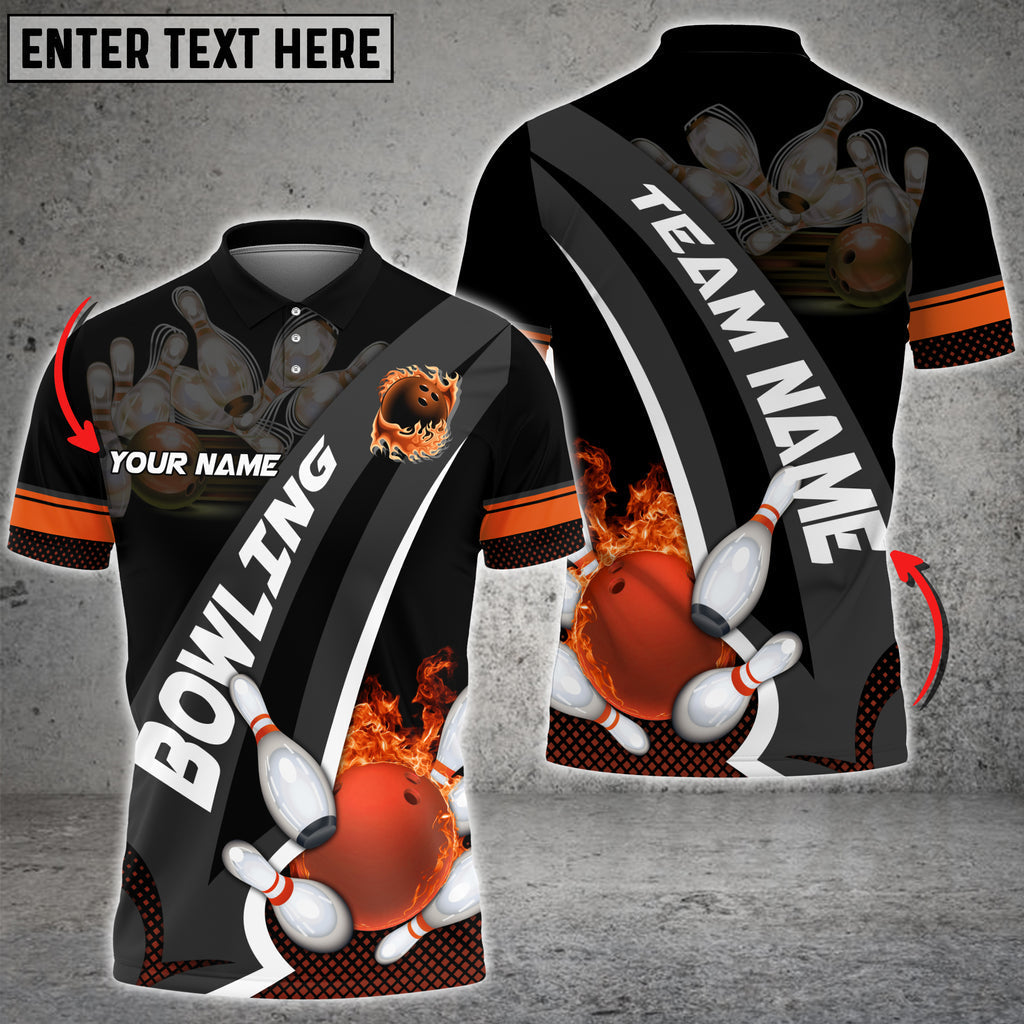 Frenzidea Bowling And Pins Plame Premium Multicolor Option Personalized Name 3D Shirt