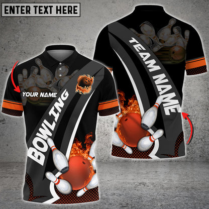Frenzidea Bowling And Pins Plame Premium Multicolor Option Personalized Name 3D Shirt