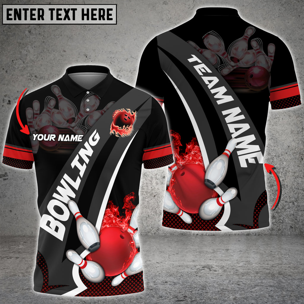 Frenzidea Bowling And Pins Plame Premium Multicolor Option Personalized Name 3D Shirt