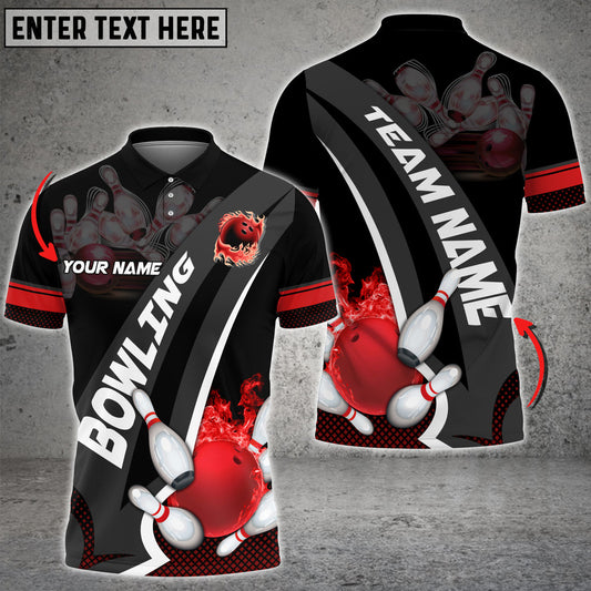 Frenzidea Bowling And Pins Plame Premium Multicolor Option Personalized Name 3D Shirt