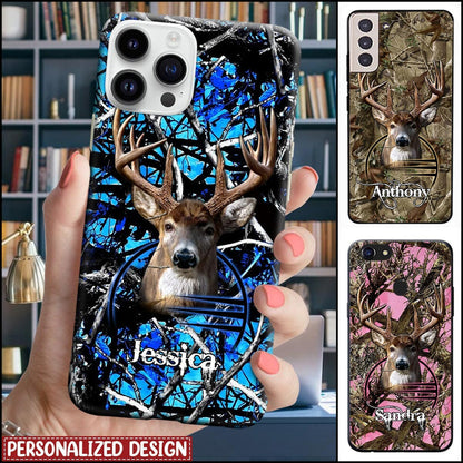 Frenzidea Deer Hunting Camo Pattern Personalized Name Multicolor Phone Case (6 colors)