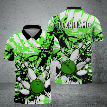 Frenzideas Bowling And Pins  Troubled Art Customized Name 3D Shirt ( 6 Colors)