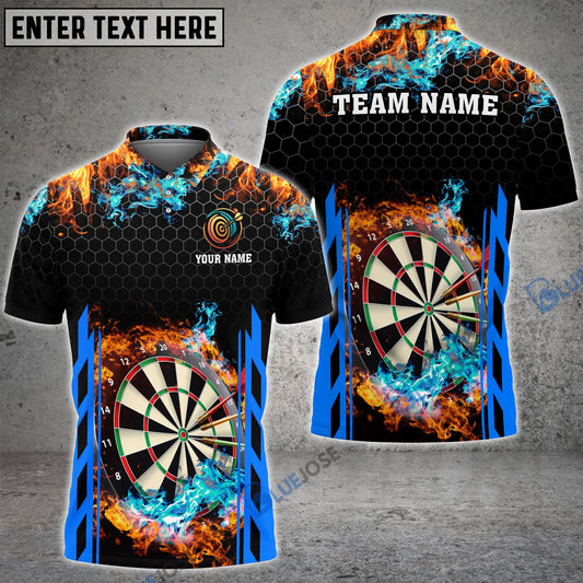Frenzidea Red and Blur Fire Dart Board Personalized Name, Team Name 3D Shirt (6 Colors)