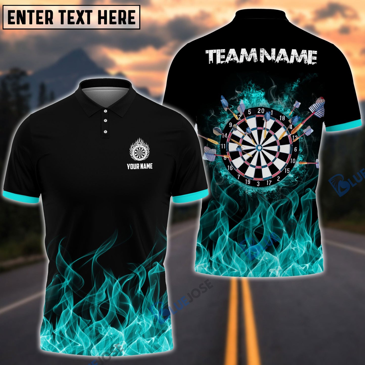 Frenzidea Fire Dartboard Personalized Name, Team Name 3D Shirt (4 Colors)