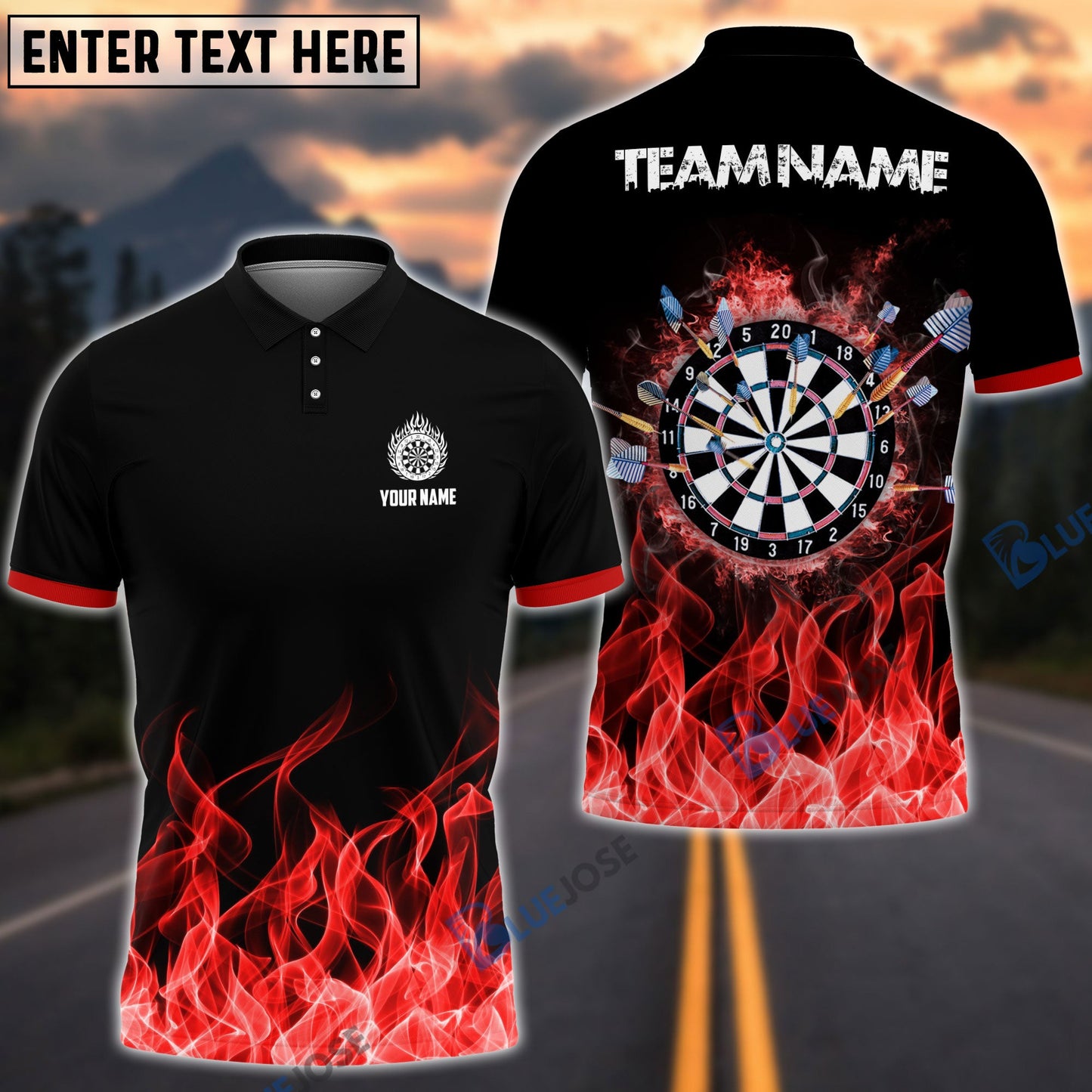 Frenzidea Fire Dartboard Personalized Name, Team Name 3D Shirt (4 Colors)