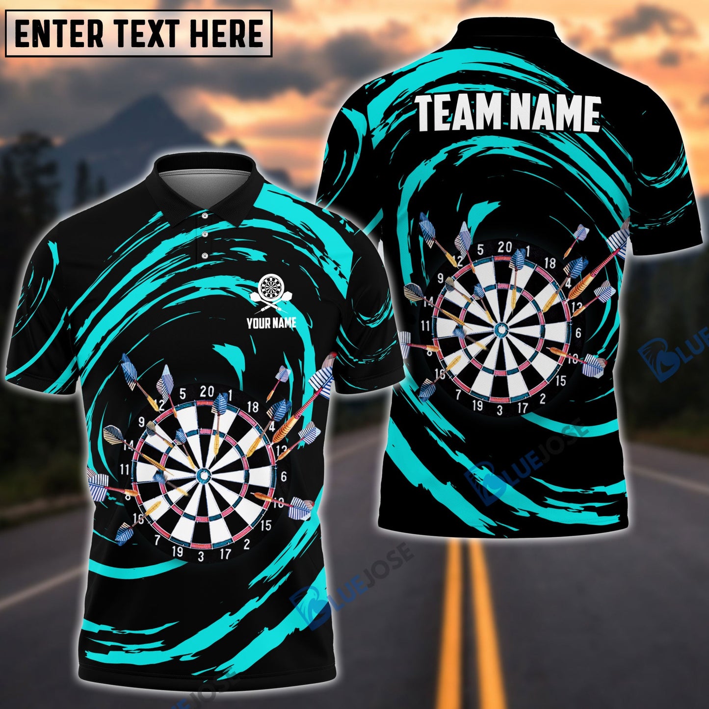 Frenzidea Color Swirl Dartboard Personalized Name, Team Name 3D Shirt (4 Colors)