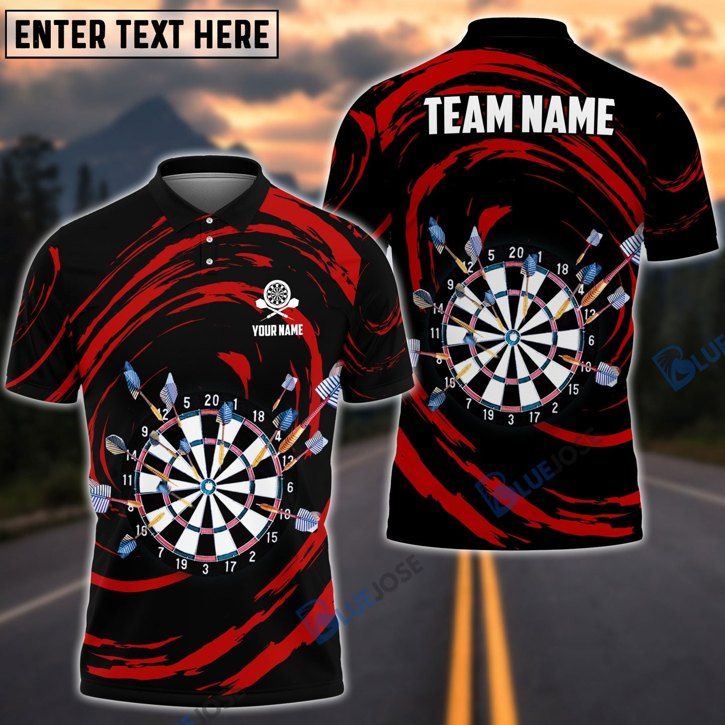 Frenzidea Color Swirl Dartboard Personalized Name, Team Name 3D Shirt (4 Colors)