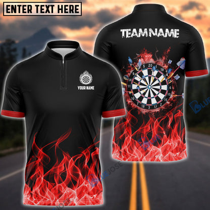 Frenzidea Fire Dartboard Personalized Name, Team Name 3D Shirt (4 Colors)
