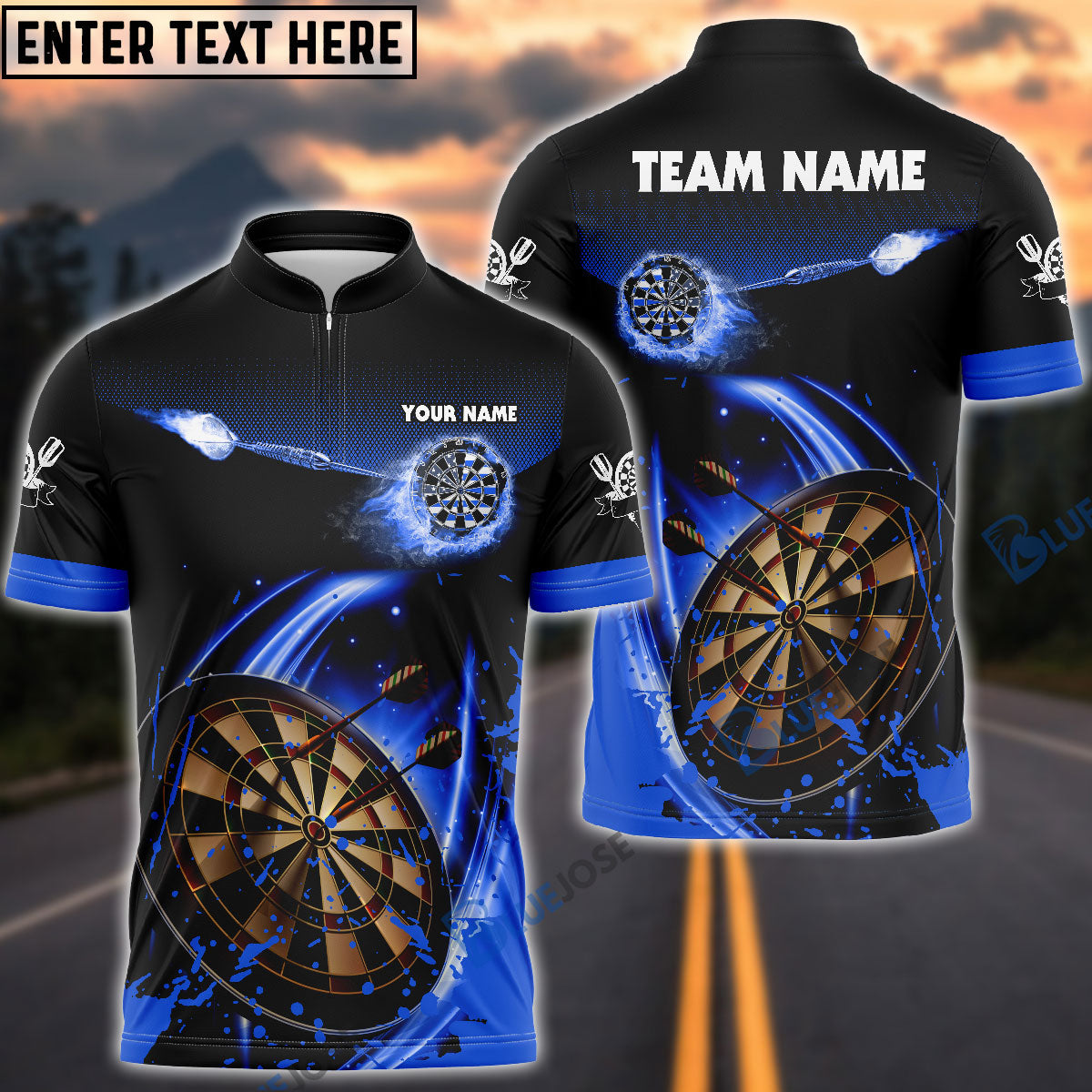 Frenzidea Blue Fire Darts Personalized Name, Team Name 3D Shirt