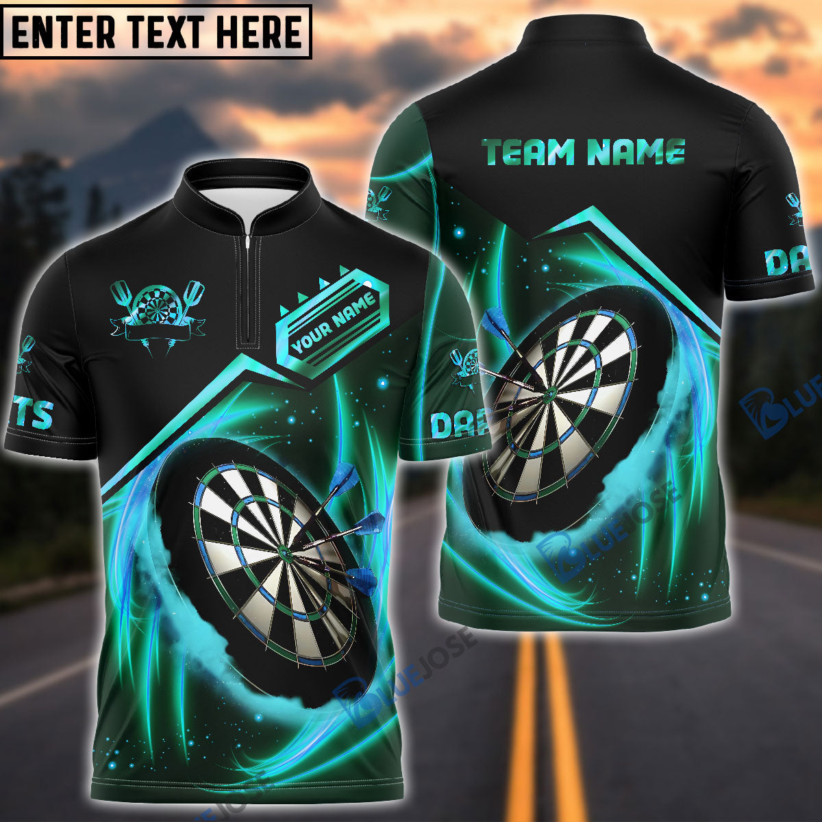 Frenzidea Dartboard Blue Fire Personalized Name, Team Name 3D Shirt