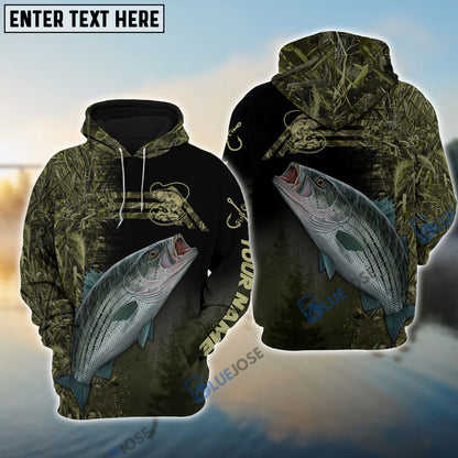 frenzidea Custom Striped Bass Fishing Camouflage Personalized Name 3D Hoodie