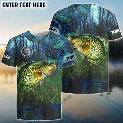 Frenzidea Crappie Fishing Blue Camo Custom Name 3D Shirts