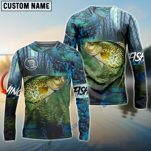Frenzidea Crappie Fishing Blue Camo Custom Name 3D Shirts