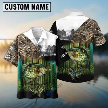 Frenzidea Crappie Fishing Camo Freshwater Fish Customize Name 3D Shirt