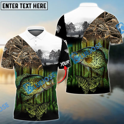 Frenzidea Crappie Fishing Camo Freshwater Fish Customize Name 3D Shirts