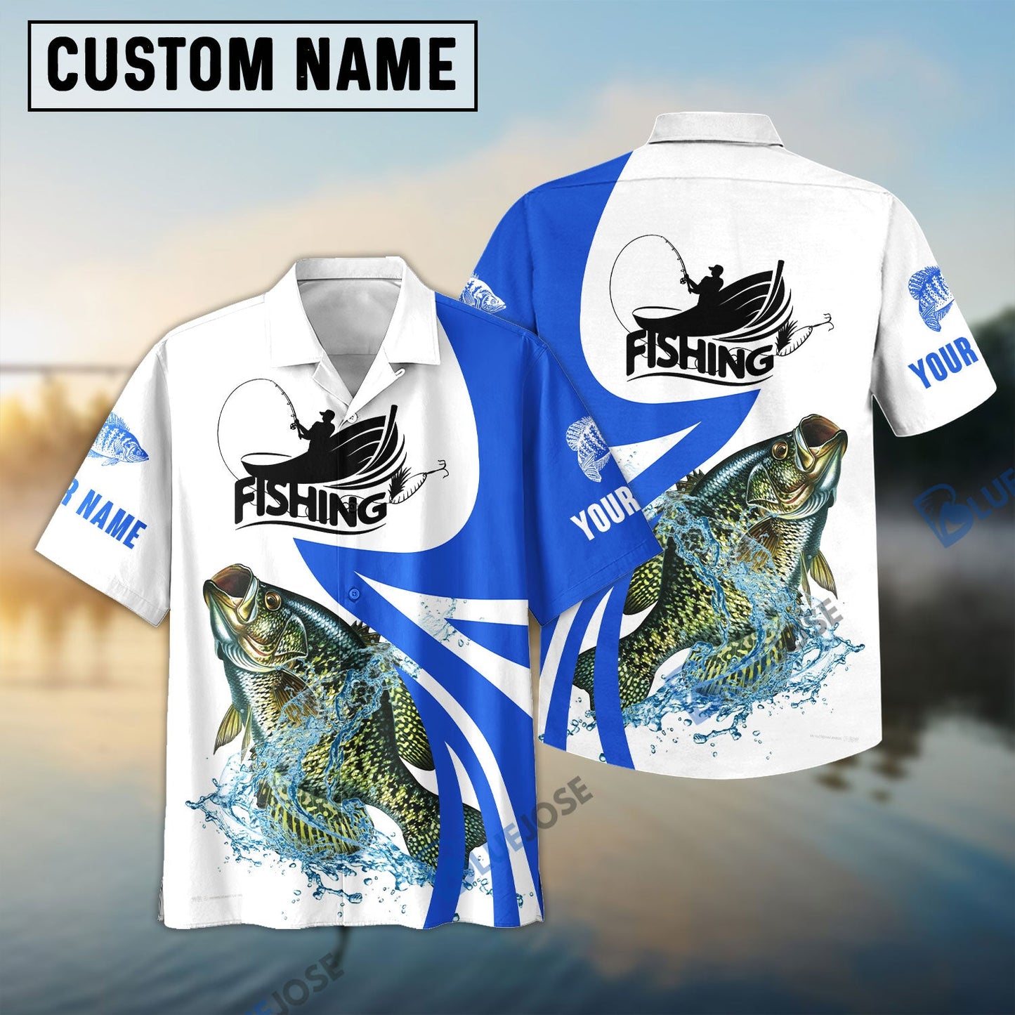 Frenzidea Crappie Fishing Personalized White Blue Crappie Fishing 3D Shirt