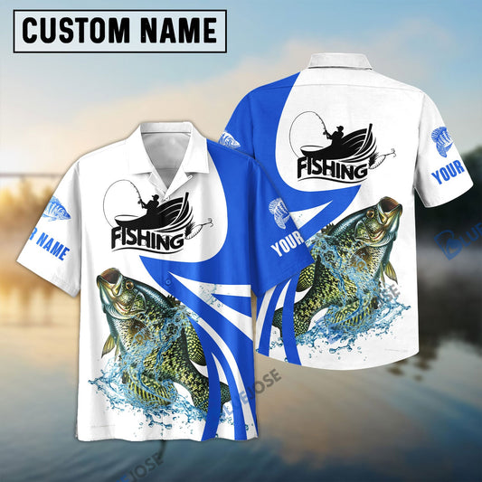 Frenzidea Crappie Fishing Personalized White Blue Crappie Fishing 3D Shirt