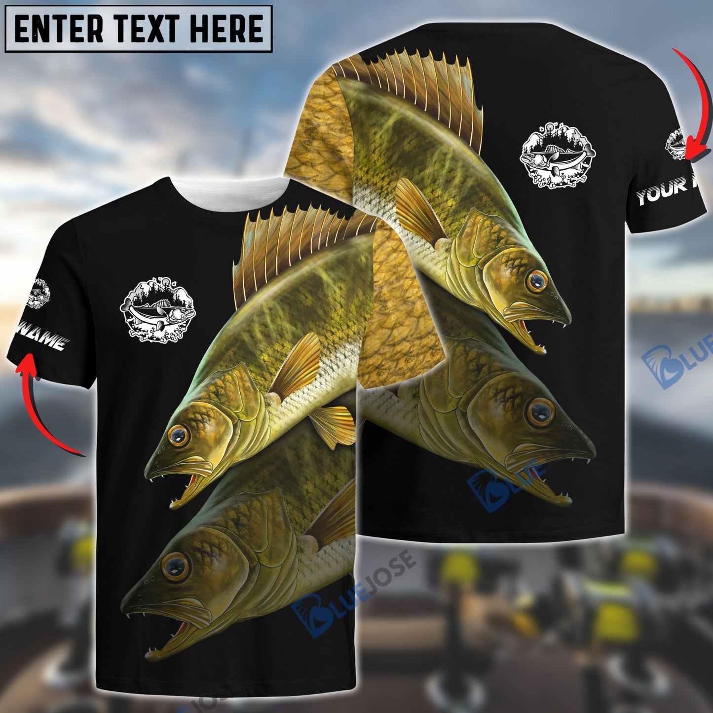 Frenzidea Personalized Walleye Fishing Custom Name 3D Shirts