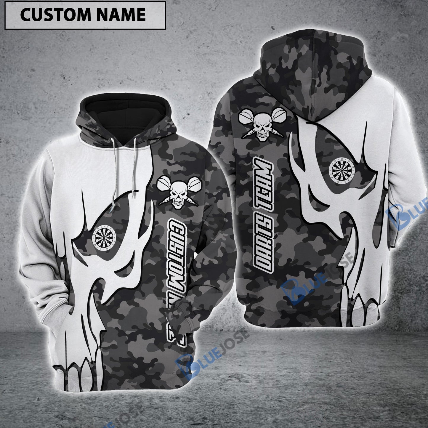 frenzidea Skull Darts Team Personalized Name, Team Name 3D Hoodie