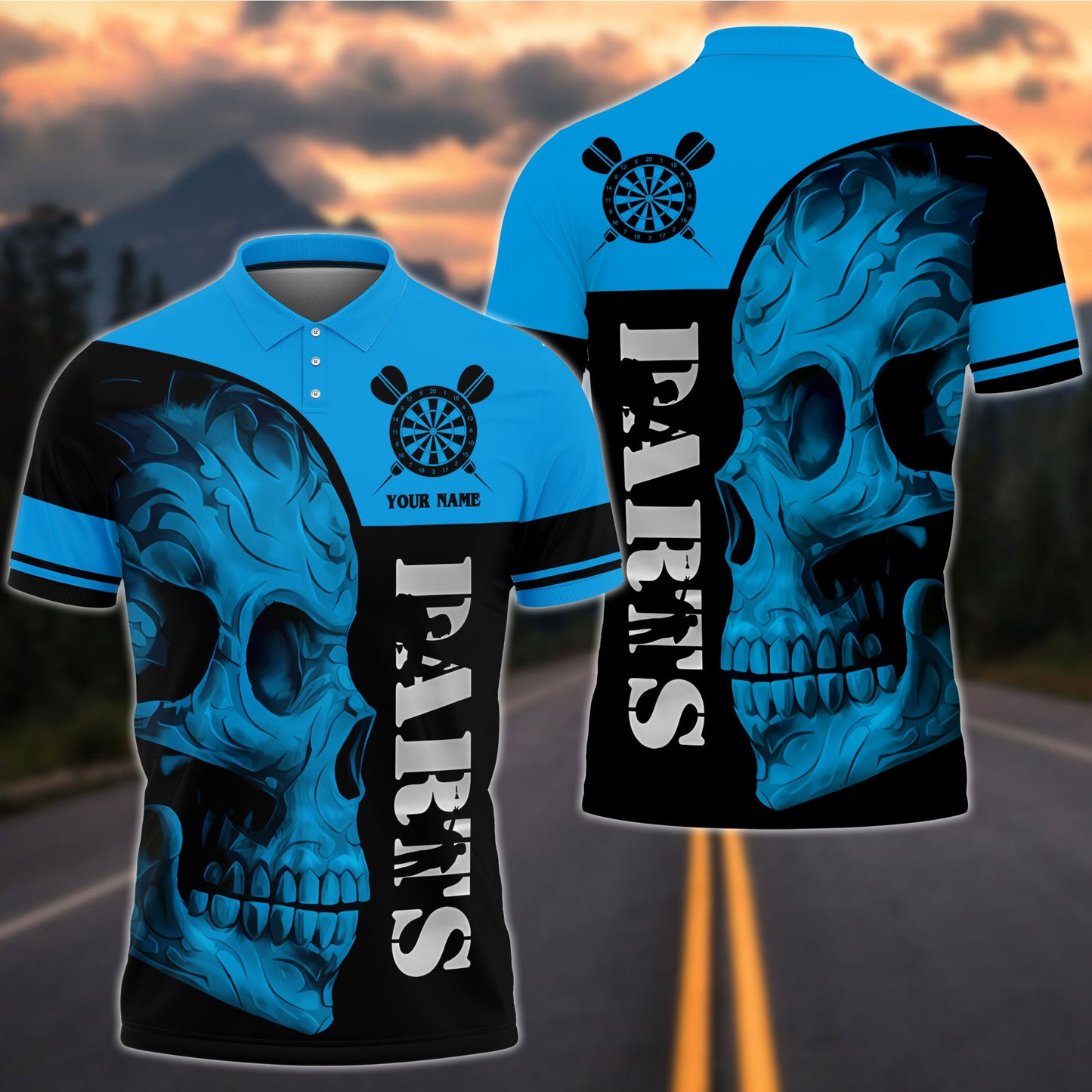 Frenzidea Skull Darts Personalized Name 3D Shirt (6 Colors)
