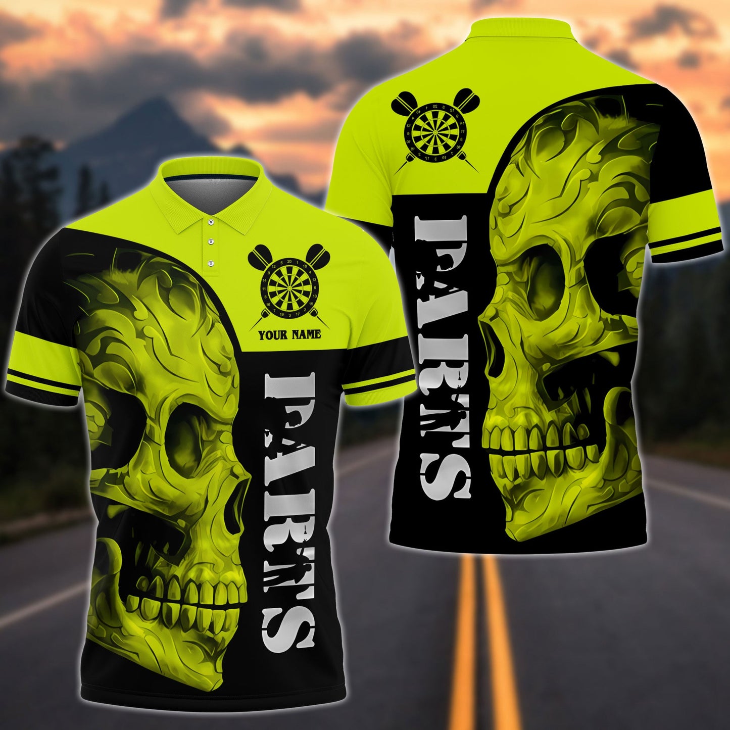 Frenzidea Skull Darts Personalized Name 3D Shirt (6 Colors)