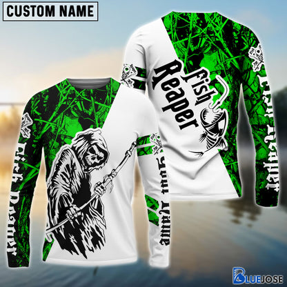 Frenzidea Halloween Fish Reaper Green Camo Custom Name Long Sleeve