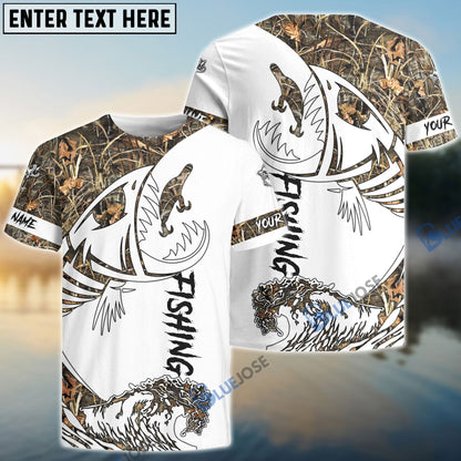 Frenzidea Fish Reaper Fishing Camouflage Shirts Custom Name 3D Shirts