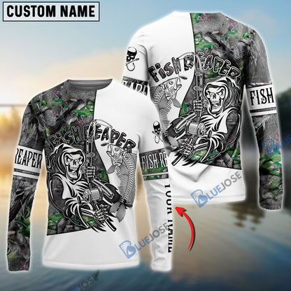 Frenzidea Halloween Fish Reaper Fishing Camouflage Custom Name 3D Shirts