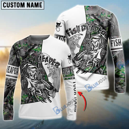 Frenzidea Halloween Fish Reaper Fishing Camouflage Custom Name 3D Shirts
