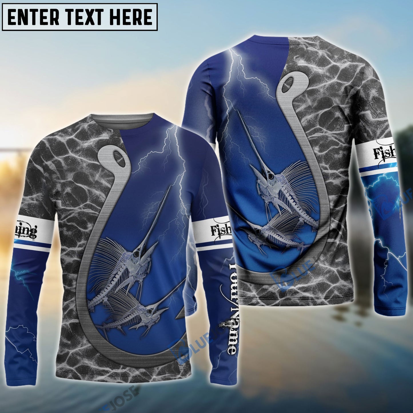 Frenzidea Marlin Fishing Fish Reaper Fish Hook Fish Skull Custom Name Long Sleeve