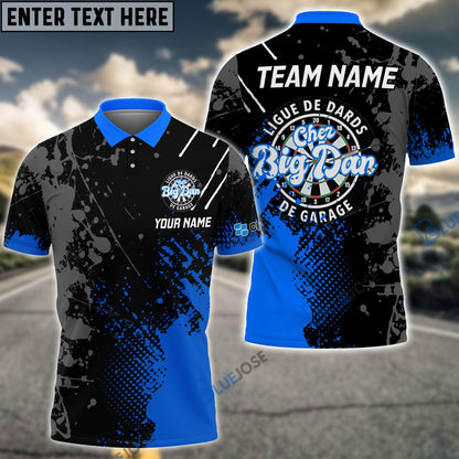 Frenzideas Darts Paint Style Blue Charl-Pol Logo Customized Name 3D Shirt