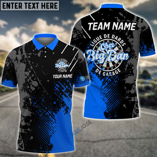 Frenzideas Darts Paint Style Blue Charl-Pol Logo Customized Name 3D Shirt