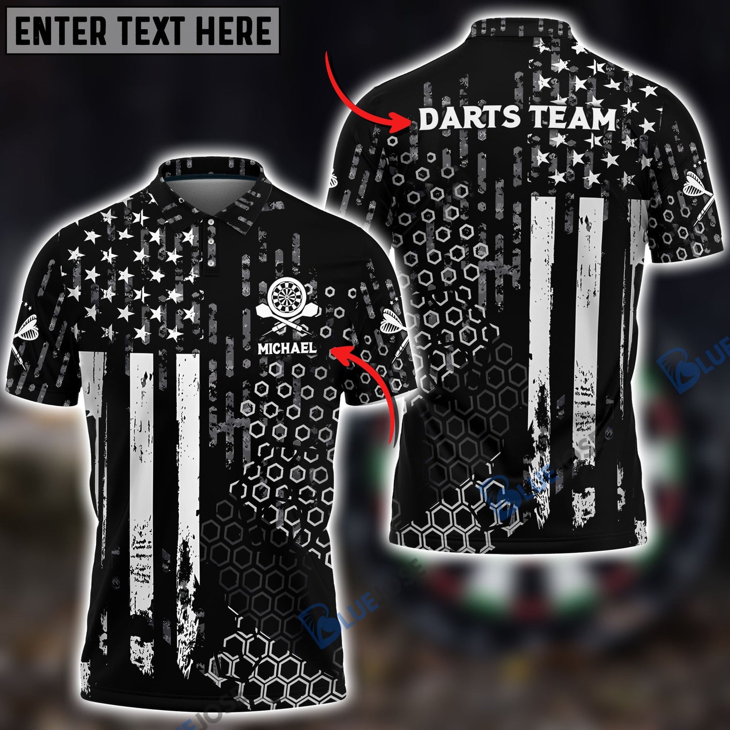 Frenzidea US Flag Hive Pattern Custom Darts Shirts