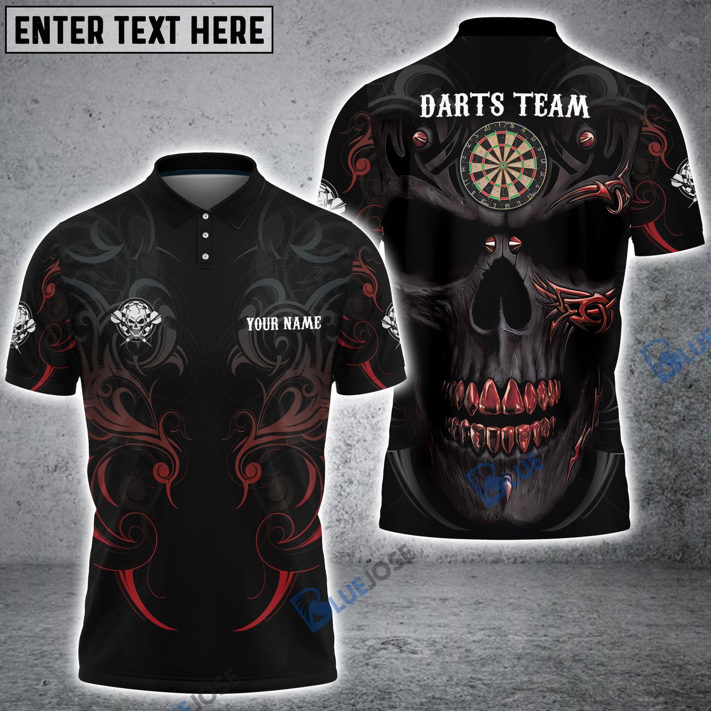 Frenzidea Viking Tattoo Skull Custom Darts Shirts