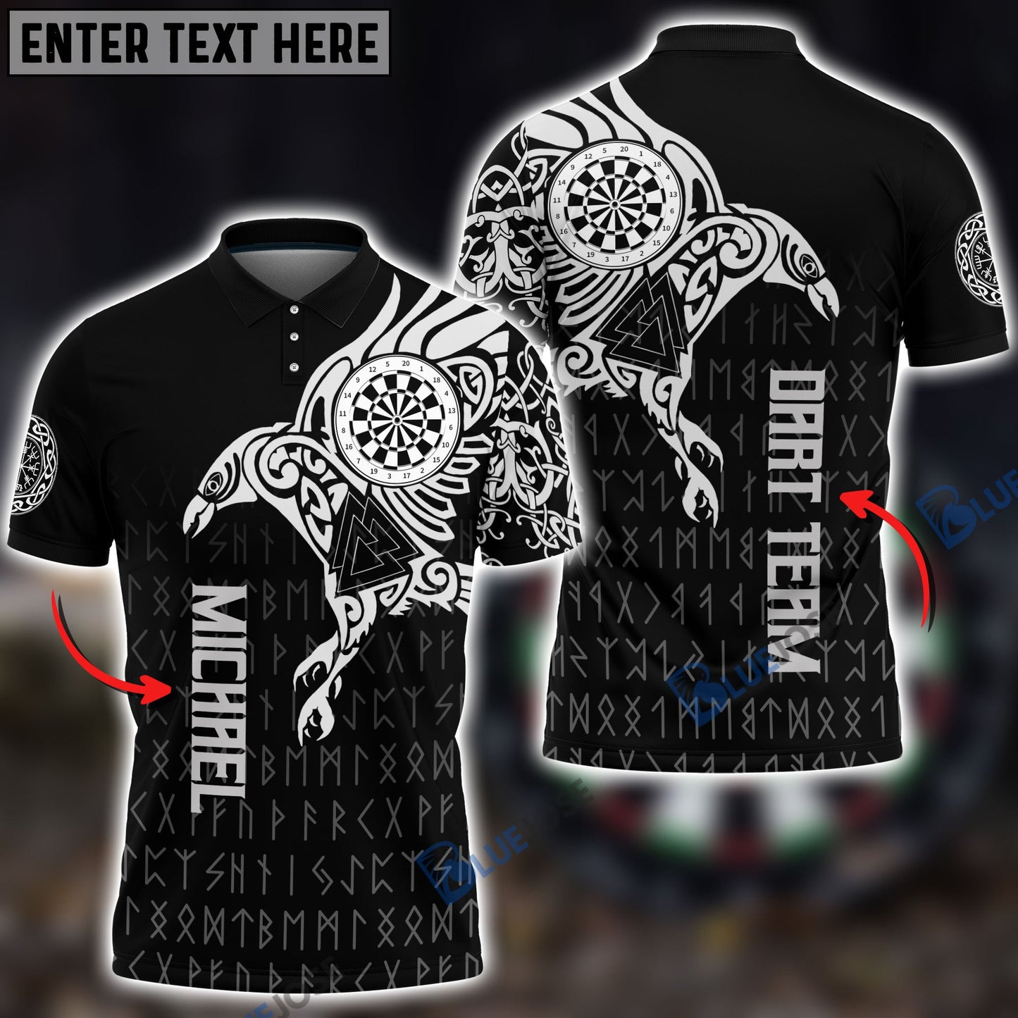 Frenzidea Viking The Raven Of Odin Viking Tattoo Custom Darts Shirts
