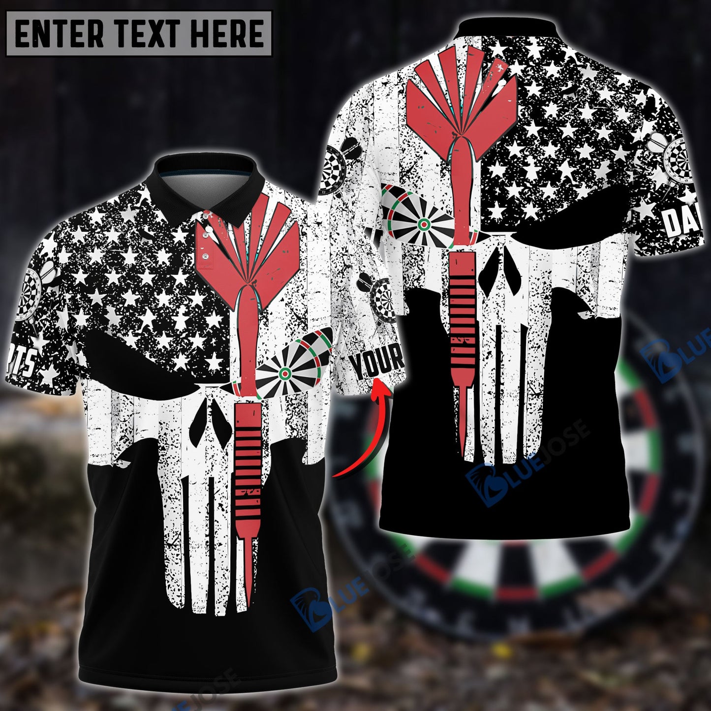 Frenzidea Darts Punisher Skull Custom Polo Shirts