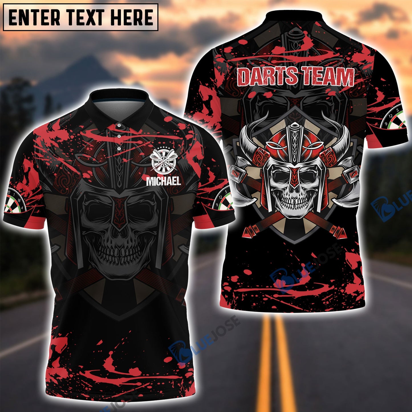 Frenzidea Darts Warriors Red Black Custom Polo Shirts