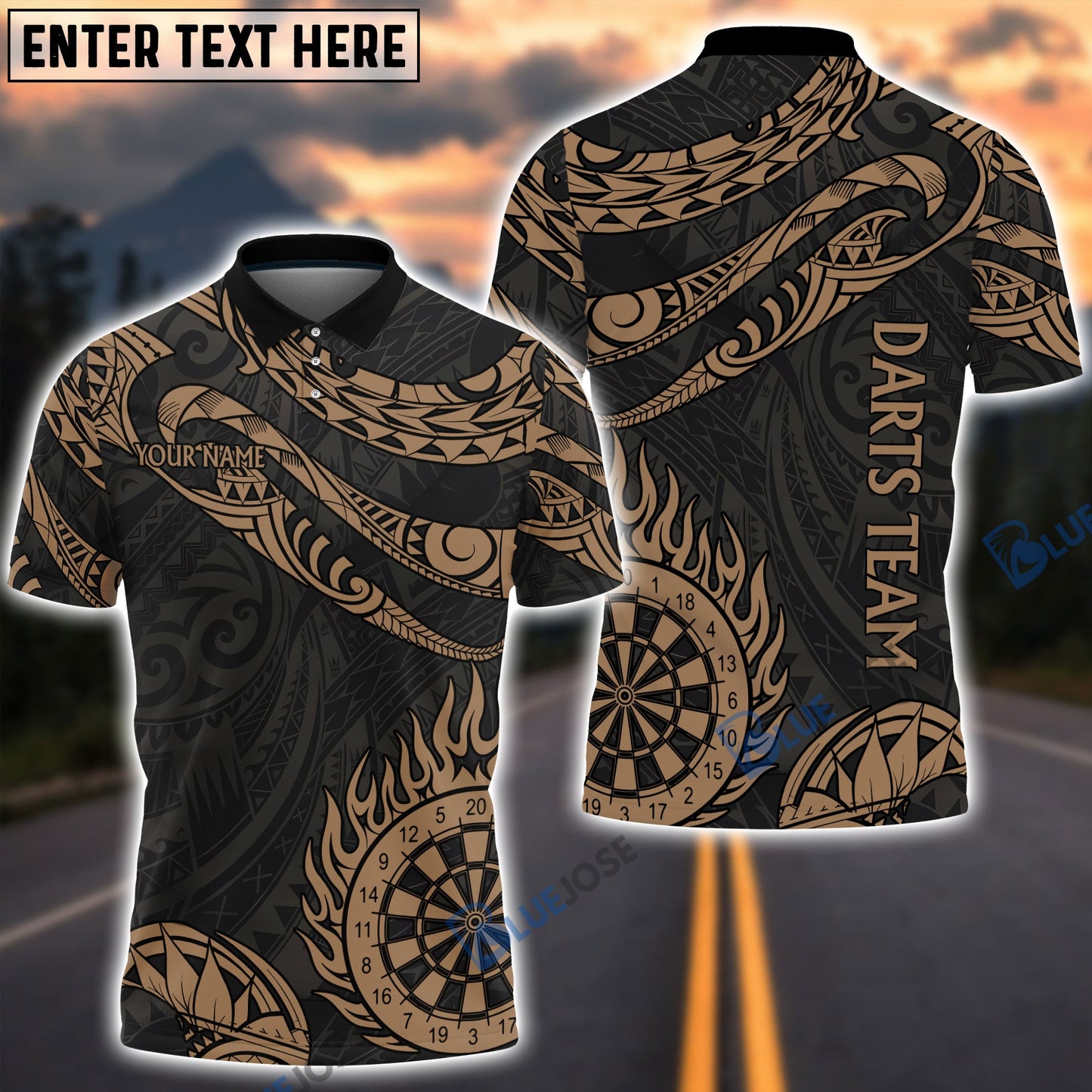 Frenzidea Golden Hawaiian Tribal Custom Darts Shirts
