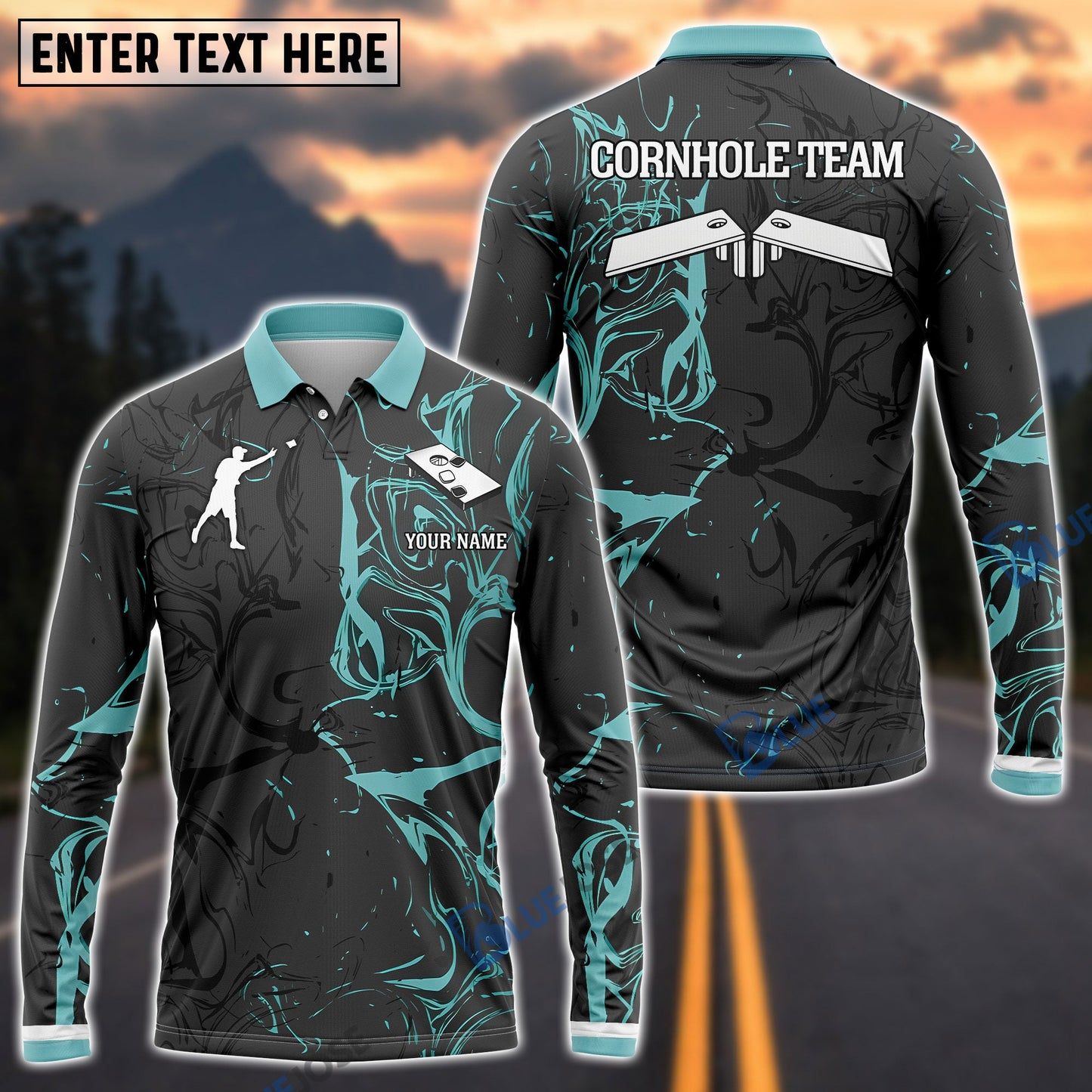 Frenzidea Light Cyan Smoke Custom Cornhole Shirts